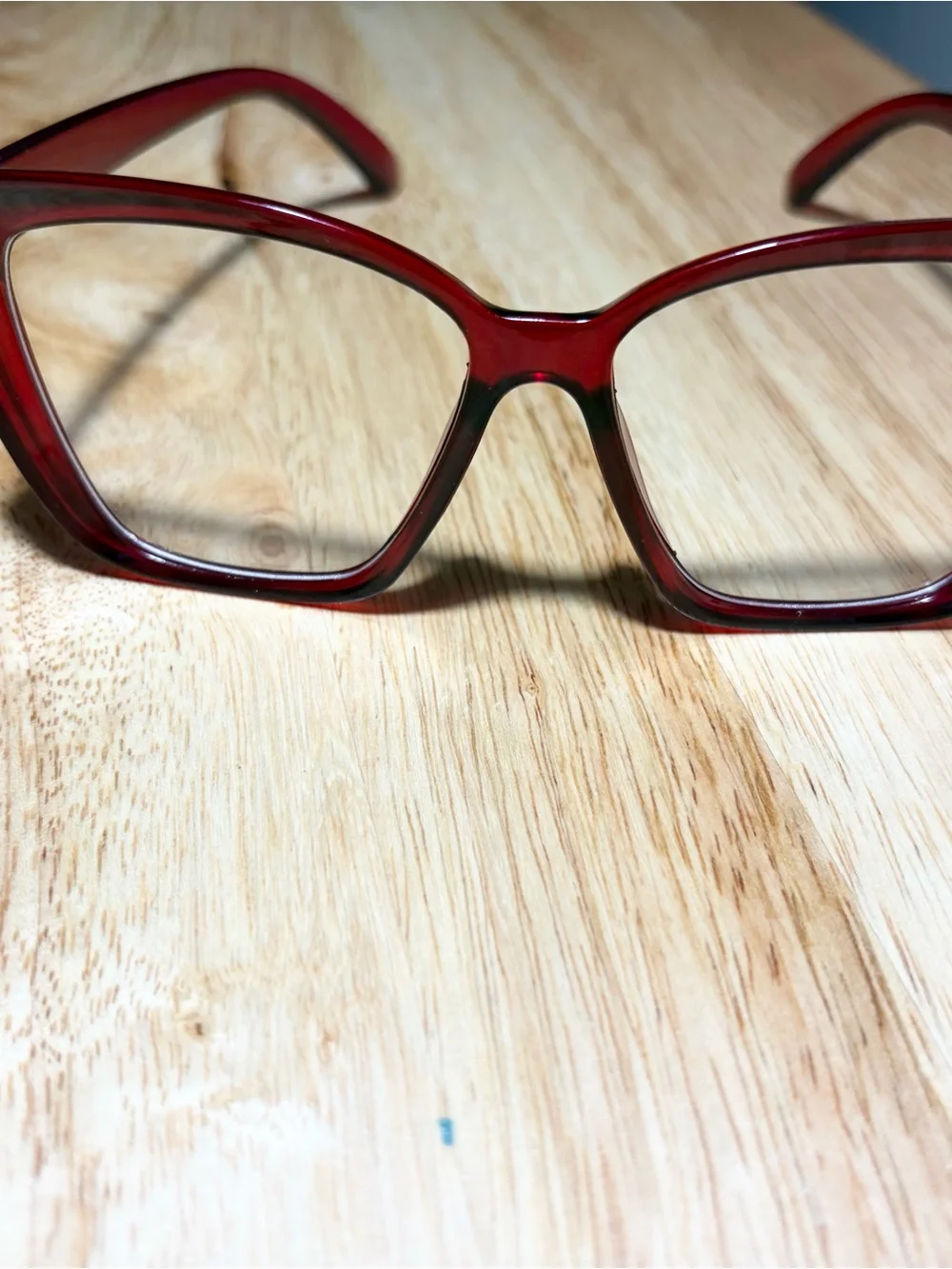 Cherry Red Glossy Translucent Cat Eye Fashion Glasses
